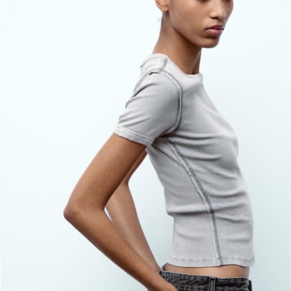 Zara Light Gray Short Sleeve Tee
